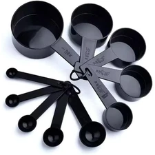 10-Piece Plastic Measuring Cups and Spoons Set for Baking and Kitchen Cooking, 5