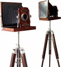 Nautical Vintage Old London Theme Wooden Camera w/ Tripod Stand Christmas Decor