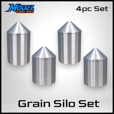 Z Scale 1:220 Grain Silo Farm Structure 4pc Set