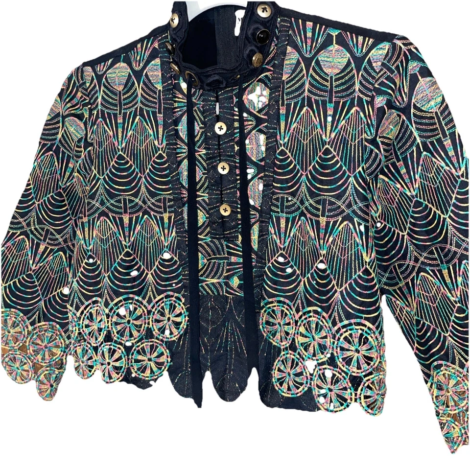 Blusa Top Mayle Mujer Manga 3/4 Negra Multicolor Talla 4 Foto 2 de 4