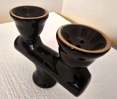 2 Way Black Ceramic  BOWL FOR HOOKAH PIPE (45mm)