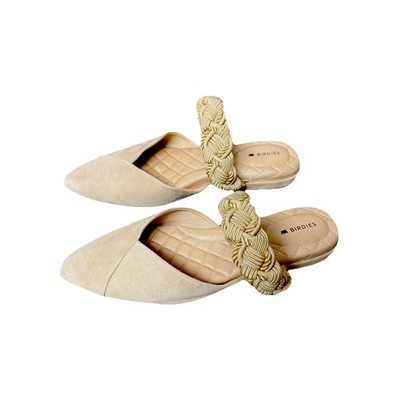 Birdies Womens Swan Bracelet Mule Size 7 Nude Tan Suede Pointed Shoe Braided