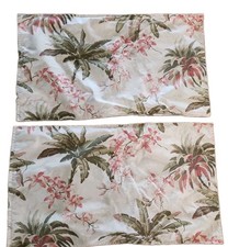 2/Tommy Bahama Bonny Cove KING SHAMS Palm Orchid Tropical Beach Beige Pink Green