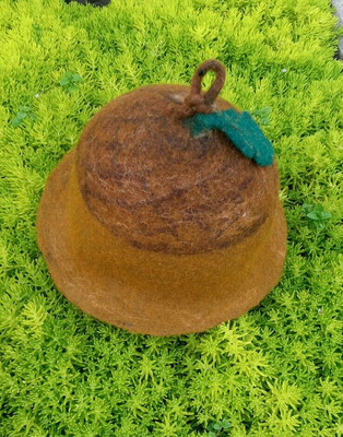 Unique felted acorn hat.Sauna hat.Wizard hat for Halloween.druid hat.forest hat