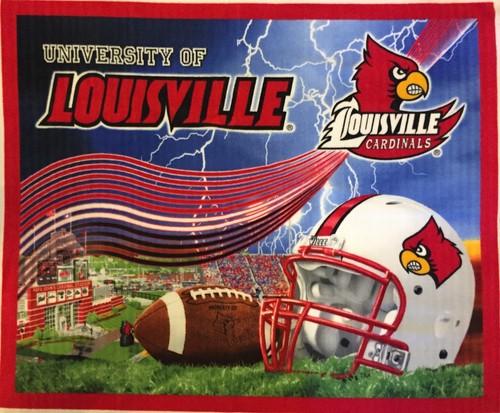 PANEL DE LANA NCAA COLEGE LOUISVILLE CARDINALS PARA MANTA, ARTESANÍA, COLGANTE DE PARED - Imagen 4 de 6