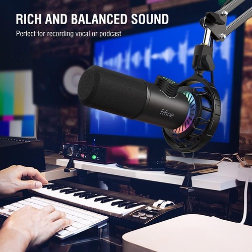 FIFINE Mikrofon PC USB C,Gaming Mikrofon PS4 PS5 MAC, Dynamische Microphone mit - Afbeelding 3 van 7