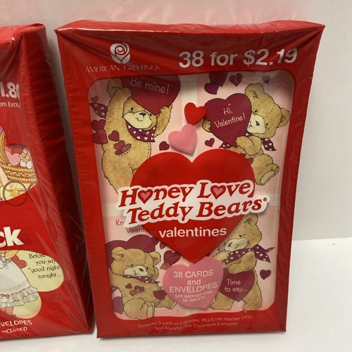 2 80’s Or 90’s American Greetings Valentines Cards Sealed Fun Pack & Teddy Bears - Picture 3 of 10