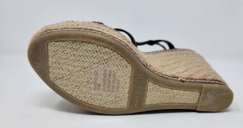 Lauren Ralph Lauren Shana Black Leather Platform Espadrille Wedge Sandals Sz 7.5 - Picture 6 of 8