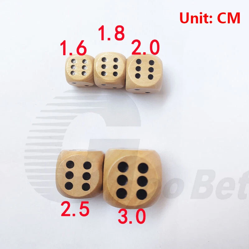 Wooden Dice Big Size 1.8/2/2.5/3cm D6 Six Sided Spot Dots Die Board Games Casino - Image 2 of 4