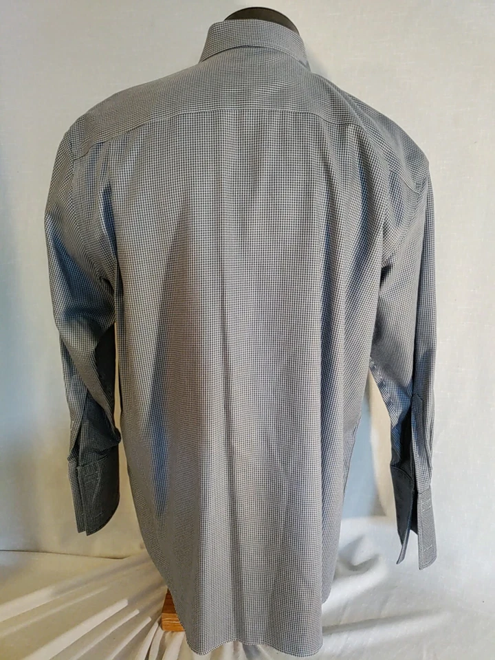 Camisa de vestir Tasso Elba gris pata de gallo Oxford 100 % algodón manga larga XL NUEVA SIN ETIQUETAS Foto 3 de 4