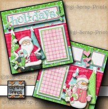 CHRISTMAS HOLIDAY 2 premade scrapbook pages paper piecing layout DIGISCRAP A0153