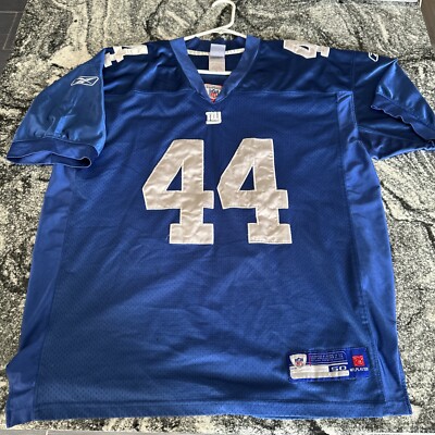NY GIANTS #44 Bradshaw Signed blue stitched jersey by Reebok Mens