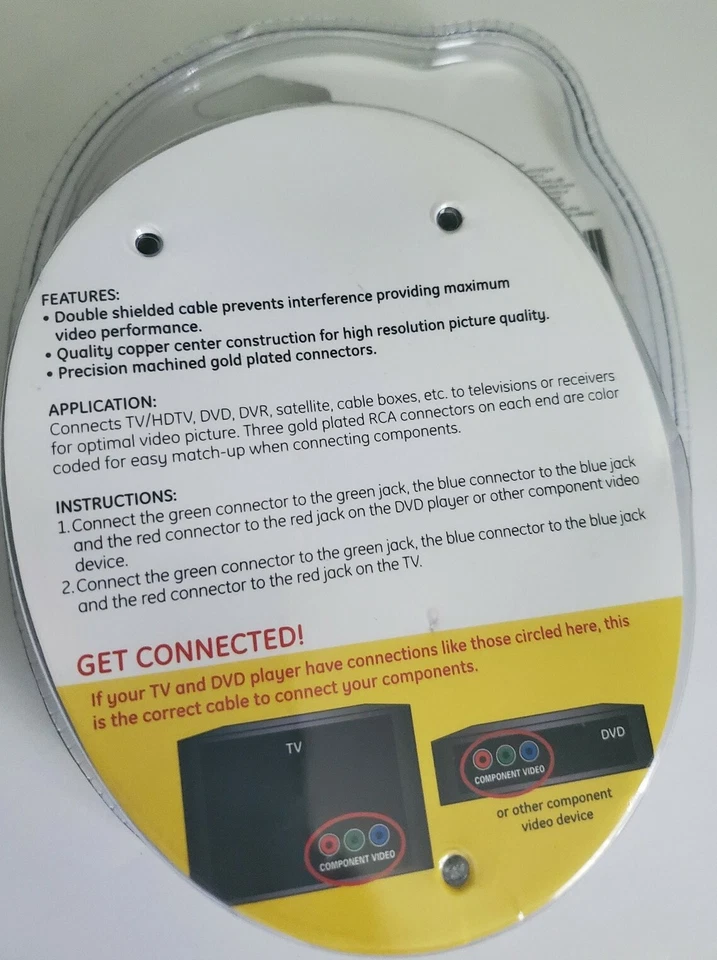 New Sealed GE Component Video Cable 82735 Ultra Pro 8 Feet Color Coded Premium - Image 2 of 4