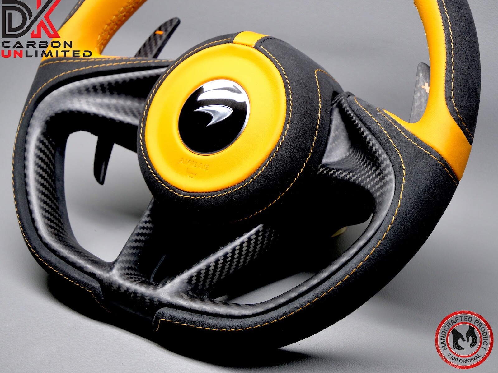 McLaren GT 720S 750S 765LT Spider Orange Alcantara Matte Carbon Steering Wheel