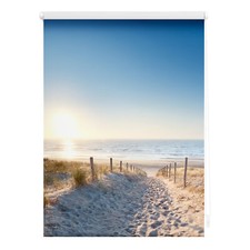 Rollo Klemmfix, ohne Bohren, blickdicht, Ostseestrand - Blau