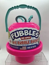 PINK Fubbles No Spill Bubble BUCKET Party Favor TOY 3 Wands Tip Upside Down!