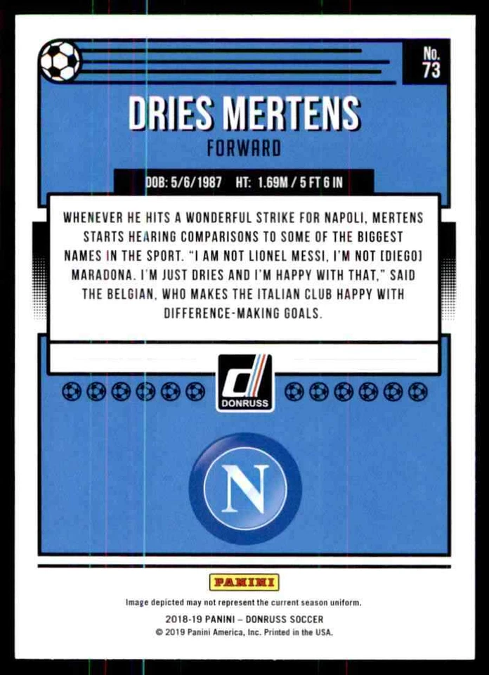 2019 Donruss Dries Mertens #73 - Image 2 of 2
