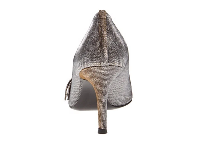 STUART WEITZMAN 7.5 N AA Bronze Pyrite Nocturn Bowover Open Toe Pump Heel NEW - Image 3 of 4