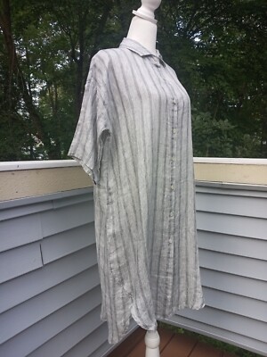 NWT CROSSLEY ITALY 100%LINEN DRESS-TUNIC LAGENLOOK CAPSULE MINIMALIST GRAY  LARGE | eBay
