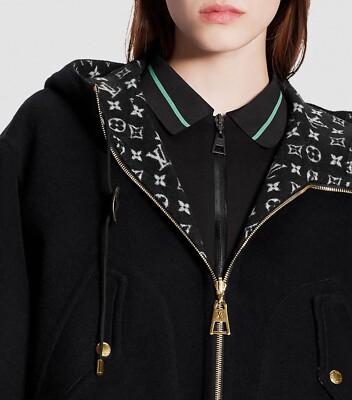 $7K Louis Vuitton Reversible Long Zip-Up Monogram Parka Coat, size