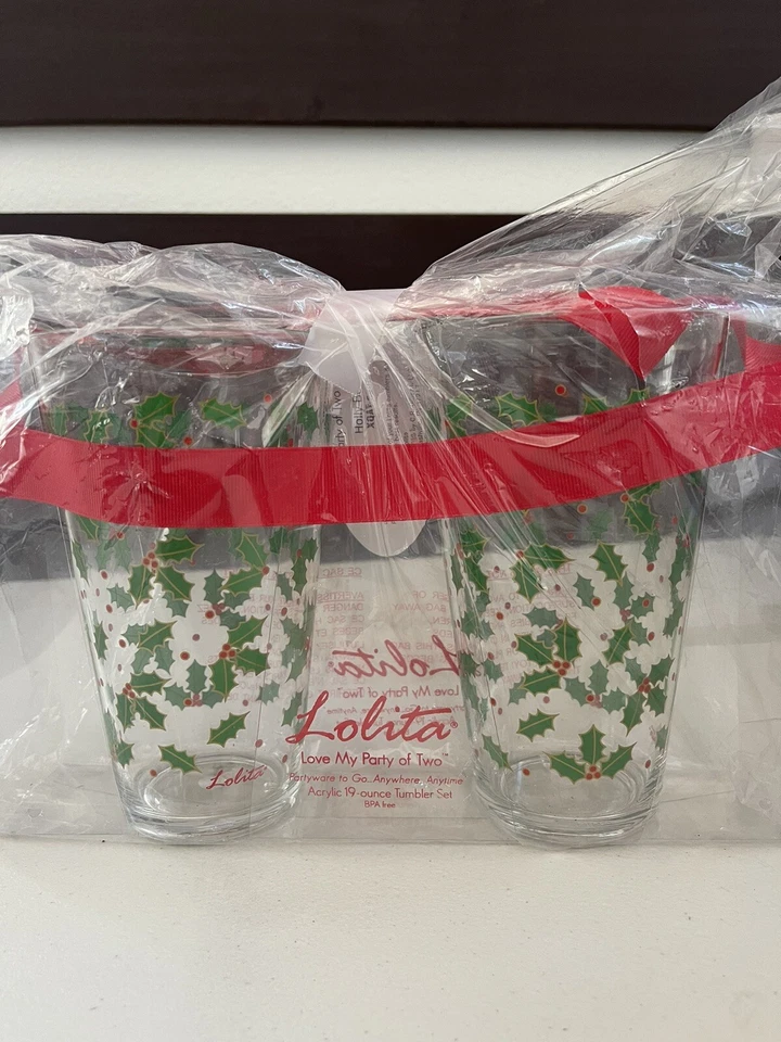 Lolita Love Hollly Berry 丙烯酸19盎司玻璃杯2件套圣诞节 — 第 2/2 张图片