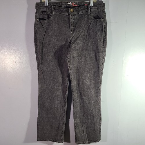Style & Co Damen Gr. 18 schwarz gerades Bein dehnbar Baumwolle Polyester Elasthan