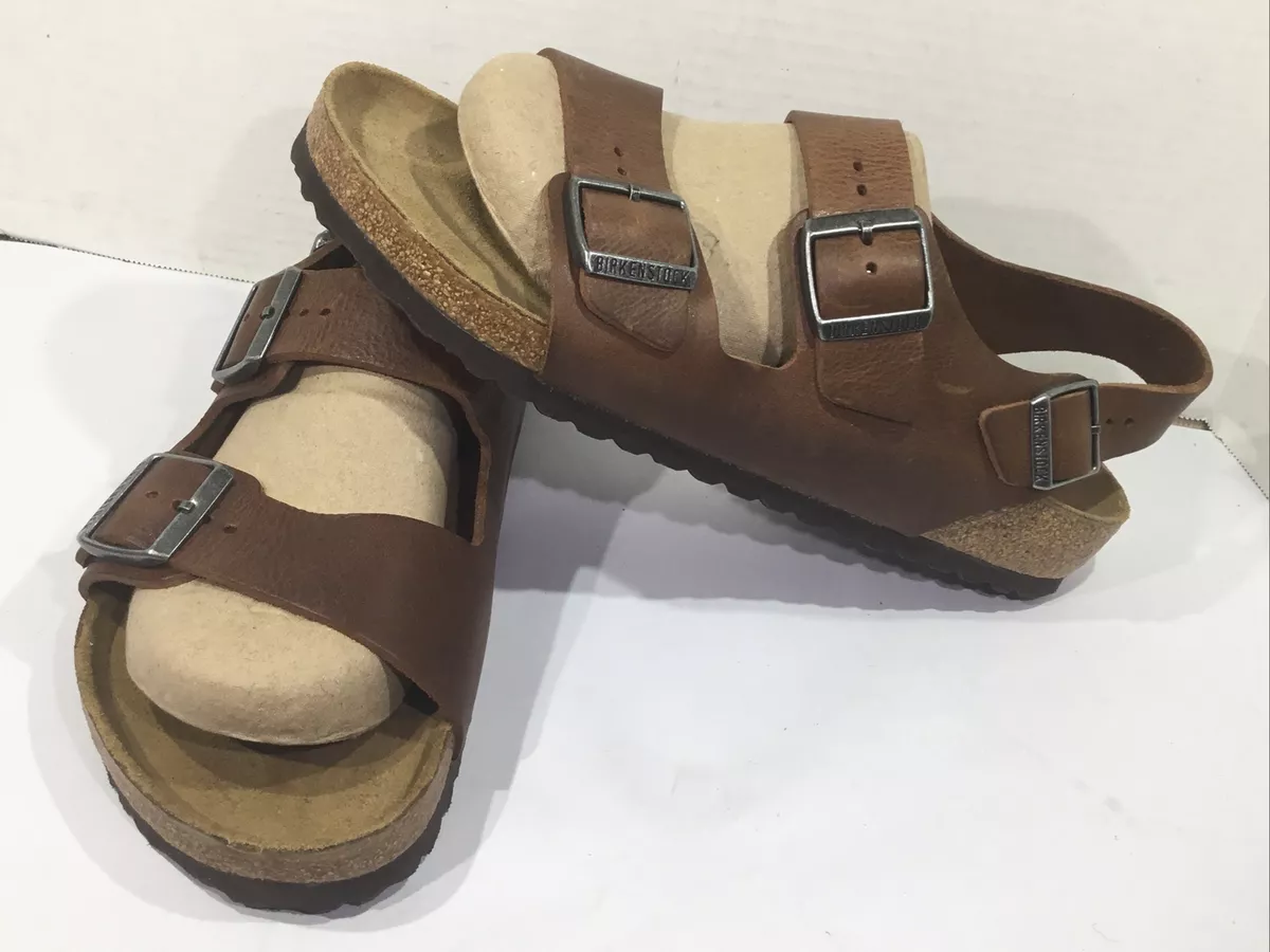 Birkenstock Mens Size 9 EU 42 Milano Brown Leather Slingback