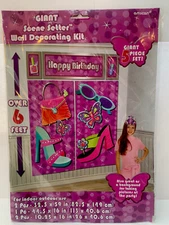 Happy Birthday Scene Setter Girl Wall Decor Kit Giant 6’ Purple Photo Backdrop