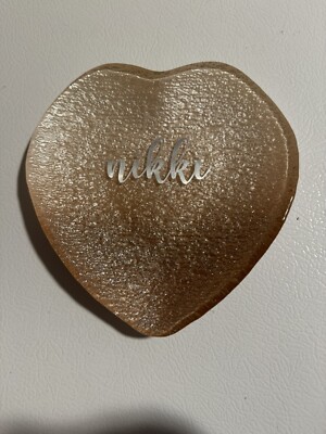 Heart Shaped Sparkling Glass Dish With  Nikki  Personalization