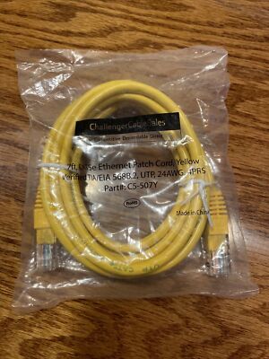 Ethernet Cable 7ft Yellow Cat 5e UTP Patch Cord New