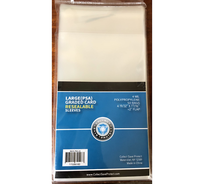 psa card plastic sleeves COLLECT SAVE PROTECT 50 LARGE RESEALABLE 4 19/32