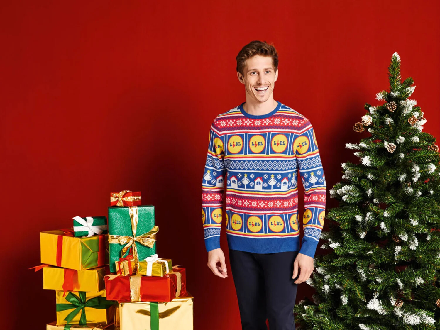 Herren Weihnachtspullover Lustig - Ugly Christmas Sweater Mit Stehkragen