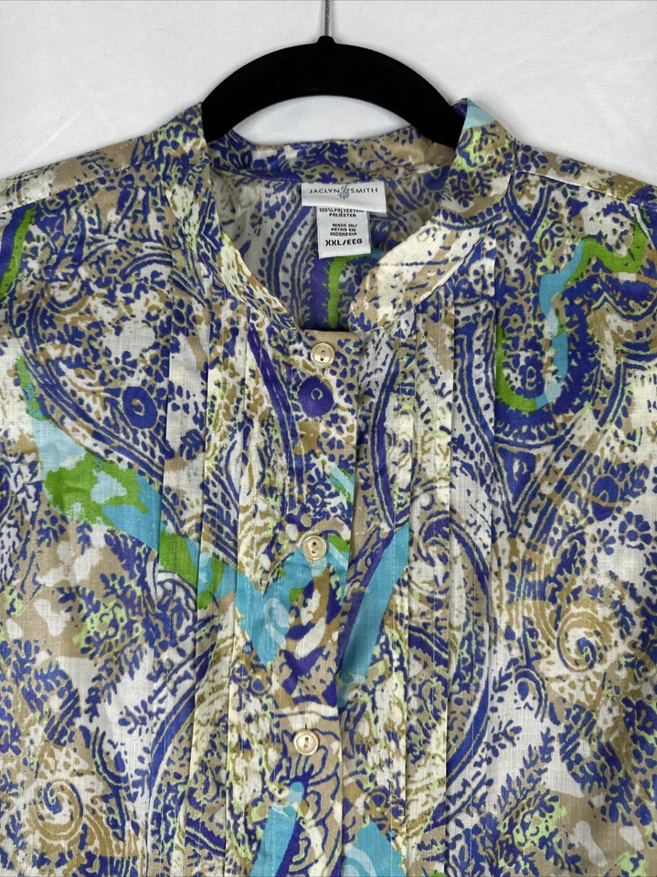 Топ без рукавов женский Jaclyn Smith размер XXL пейсли на пуговицах пояс галстук повседневный - Изображение 4 из 4