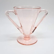 Vintage Pink Depression Glass Double Handled Sugar Bowl