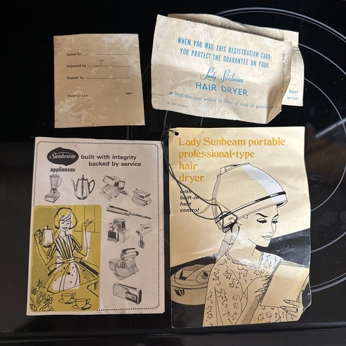 Vintage 68’ Lady Sunbeam Round Dome Bonnet Hood Hair Dryer Salon, Box, Papers, - Picture 15 of 17