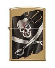 Zippo Lighter- Skull Design Windproof Lighter (Pirate Flag #Z6009)