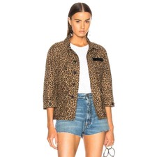 R13 Sz M Medium Brown Leopard Animal Print Shirt Jacket Shacket Abu
