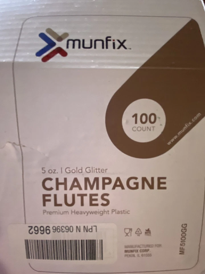 Paquete de 100 flautas de champán de plástico dorado brillante de 5 OZ de plástico transparente para fiesta de brindis Foto 3 de 4