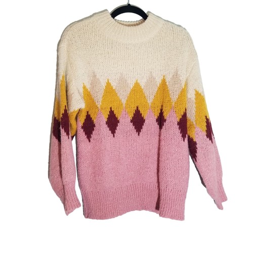 Zara Girls Fancy Winter Collection Multicolour Pink Argyle Sweater 11 12  Large | eBay