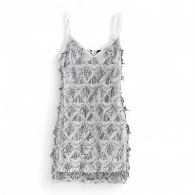 I Saw It First Sequin Mini Dress XS Ivory NYE Party Sparkle Slip