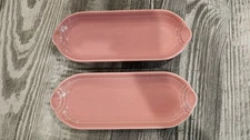 Set Of 2 FIESTA WARE Rose Pink Relish Tray Corn On Cob Utility Dish 9.5" X 3.5"