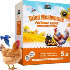 Dried Mealworms for Chickens  Birds Treats Bulk, 5LB Non-GMO Meal Worms Drie...