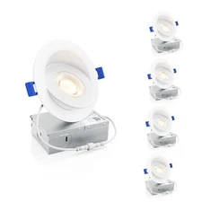  4 Pack 4 inch 5CCT LED Gimbal Led Recessed Light with Junction Box, 4 Inch