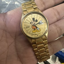 Reloj para hombre Seiko Mickey Mouse de colección esfera Sunburst 5H23-8A09 35 mm ajuste 7,5 funcionamiento