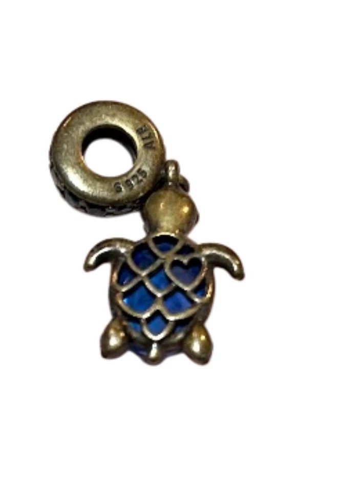 Pandora .925 Sterling Silver Murano Glass Sea Turtle Dangle Charm, “ALE” - Image 2 of 4