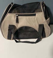 Pet Carrier Bag Airline Approved Soft Sided Travel Tote Beige Black Mesh