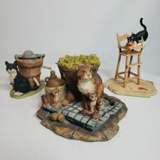 Lot of 3 Vtg. Schmid Border Fine Arts Lowell Davis Cat Kitten Figurines, No Box