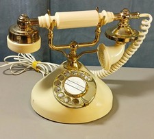 Vintage Princess Rotary Dial Telephone Classic Cream/Brass Phone Tested