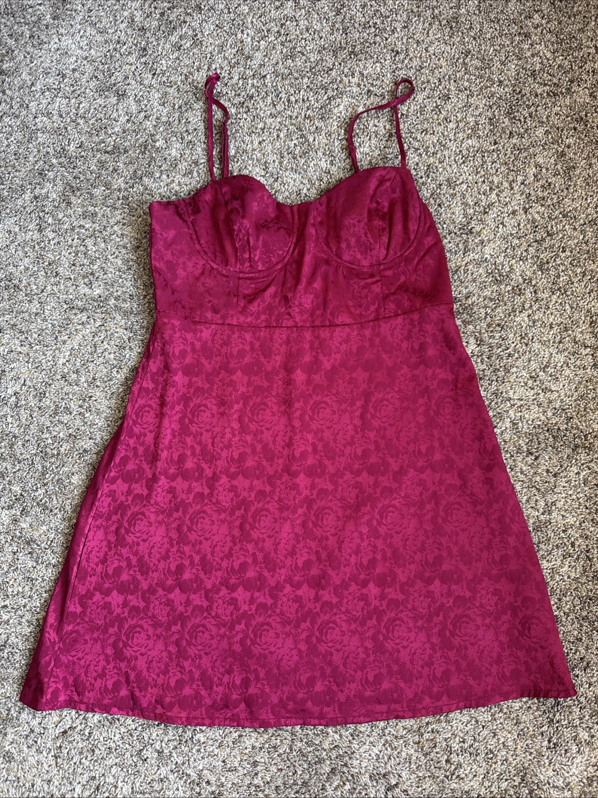 Princess Polly Womens Diva Mini Dress Size 8 Deep Red Floral Satin Sleeveless