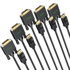 DisplayPort DP to DVI Cable 6.6 Feet 5-Pack Male to Male Adapter Cord